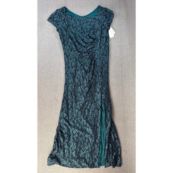 NWT Oleg Cassini Formal Dress Full Length Lace Glitter Green Size 18W - Picture 1 of 10